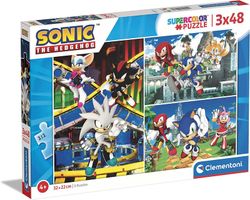 Clementoni – Puzzle infantil - 3 puzzles de 48 piezas – Sonic