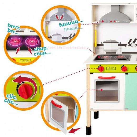 Cocina juguete madera con luz y sonido 70x30x104 cm - Woomax