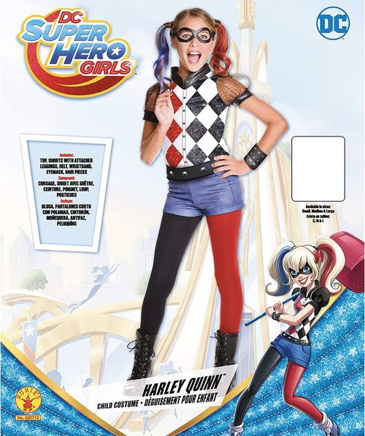 Костюм супергероев DC для девочек - Harley Quinn Deluxe - размер S - 3/4 года