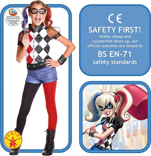 Costume DC Super Hero Girls - Harley Quinn Deluxe - Taglia M - 5/7 anni