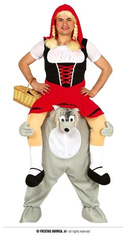 Fato de Capuz Vermelho nos Ombros do Lobo Mau Tamanho Único