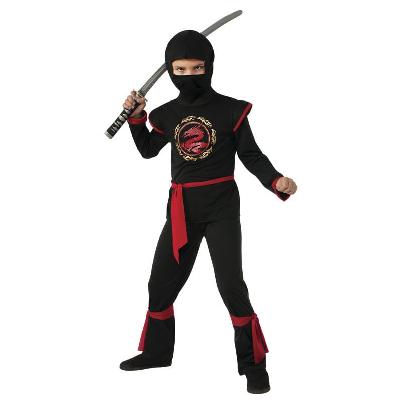 Disfraz de Ninja Dragón Negro para Niño - Talla M (5 a 7 Años)