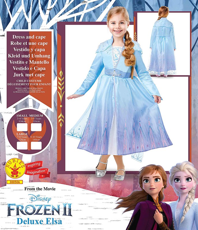Déguisement d'Elsa La Reine des neiges 2 avec perruque T: M (5-6