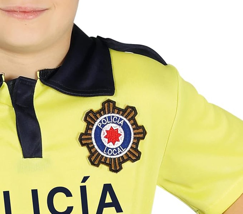 Disfraz policía infantil, agente policía local, fibra sintética, incluye  camiseta, pantalón, gorra y cinturón, carna