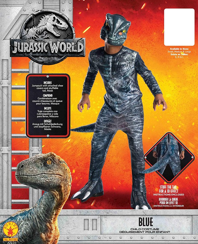 Child Velociraptor Blue Classic Costume Size L (8-10 Years) — Juguetesland