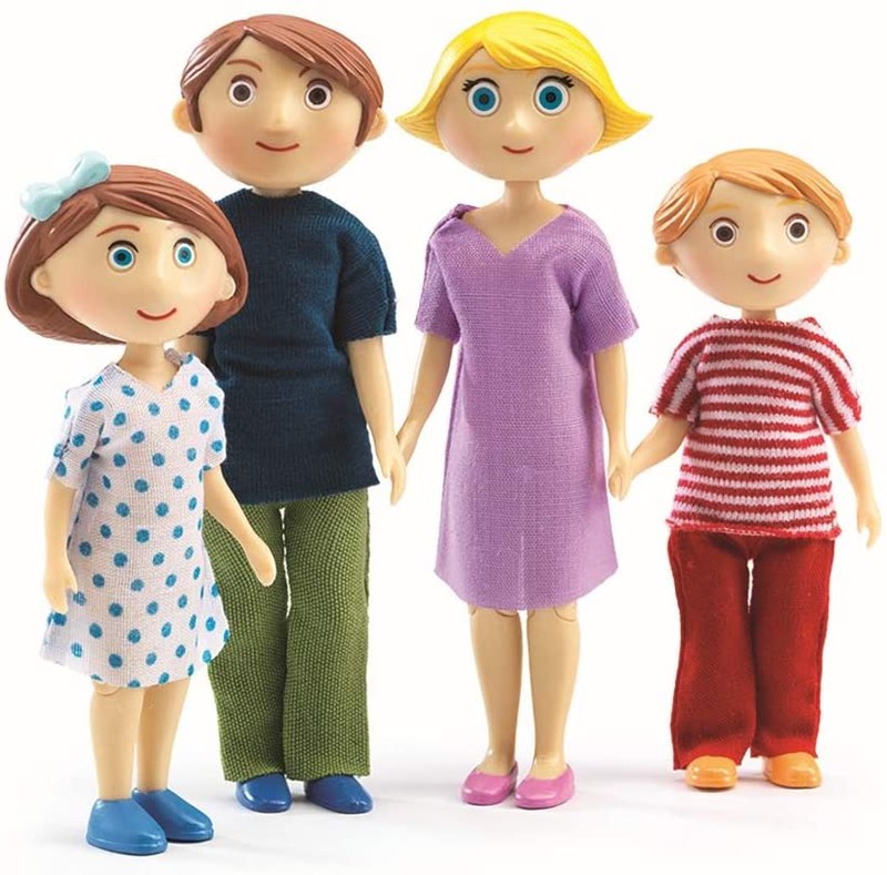 Djeco biegepuppen familia Thomas & marion con niños para casa de muñecas 