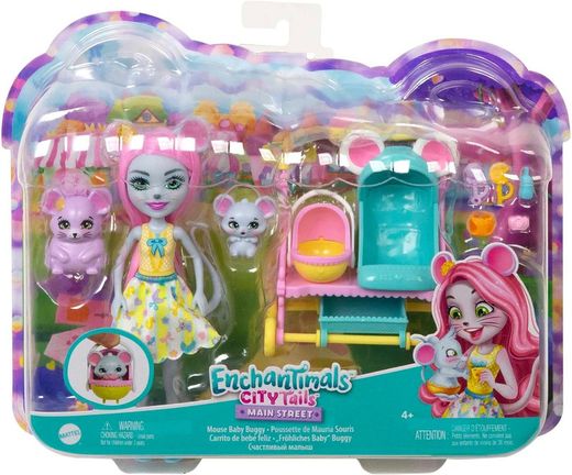 Enchantimals City Tails - Mauria Mouse - Carrito de Bebé Feliz