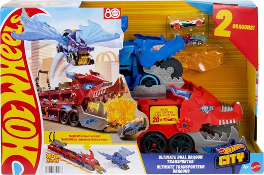 Hot Wheels City Drachentransporter mit ultimativem Doppelangriff