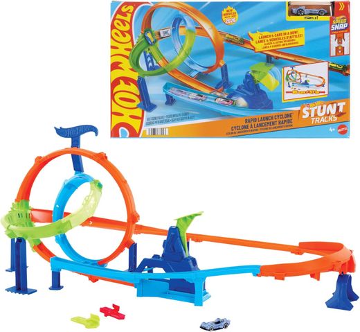 Hot Wheels – Stunt Tracks Rapid Launch Cyclone – Mattel