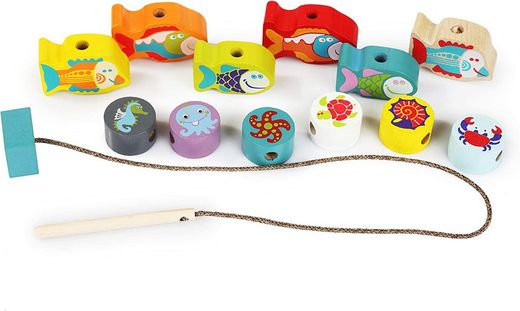 Gioco di incordatura di pesci in legno