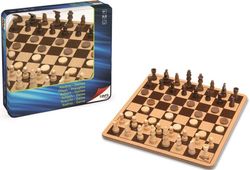 Gioco da tavolo - Scacchi e dama in legno - Scatola di metallo - Cayro