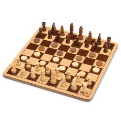 Gioco da tavolo - Scacchi e dama in legno - Scatola di metallo - Cayro