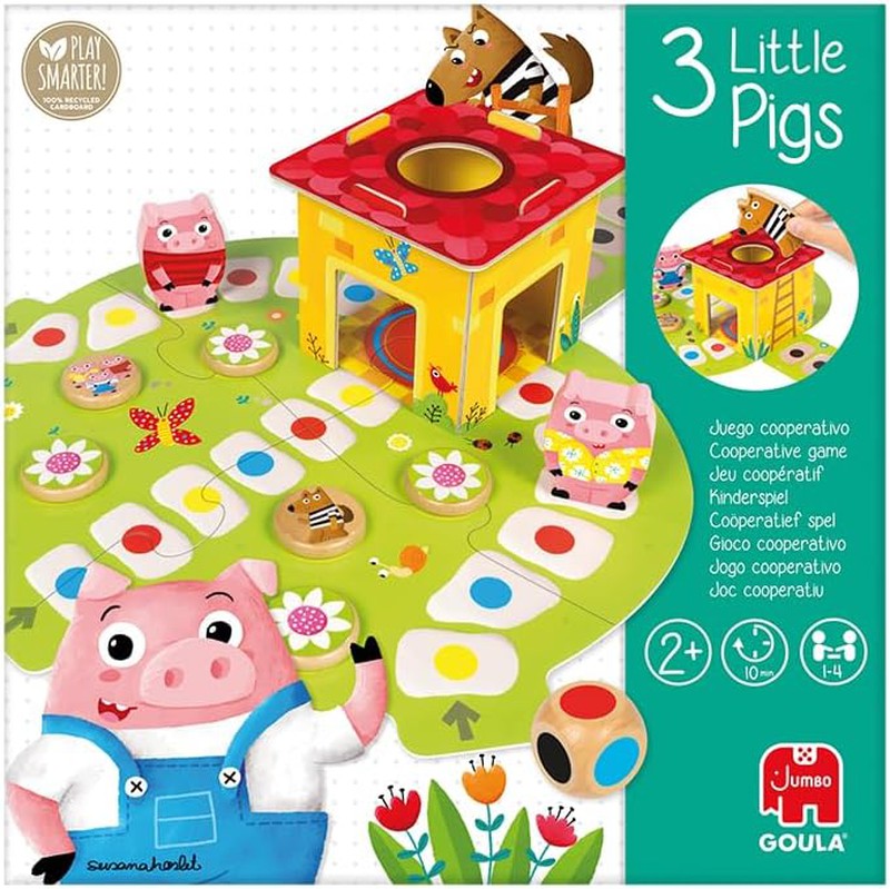 Puzzle bois 6 pièces - Les 3 petits cochons - Puzzles moins de 18 pièces