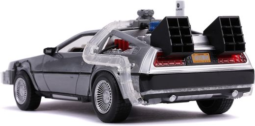 Металлическая машина времени с фарами, масштаб 1:24 — DeLorean — Назад в будущее 2