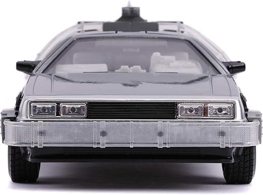 Металлическая машина времени с фарами, масштаб 1:24 — DeLorean — Назад в будущее 2
