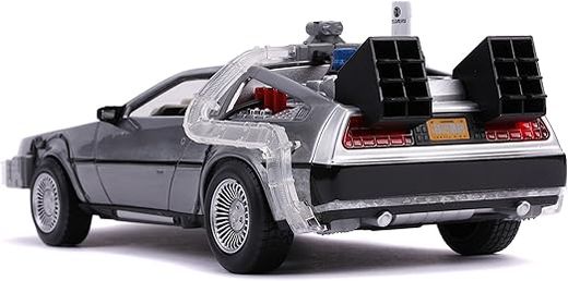 Металлическая машина времени с фарами, масштаб 1:24 — DeLorean — Назад в будущее 2