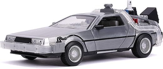 Металлическая машина времени с фарами, масштаб 1:24 — DeLorean — Назад в будущее 2