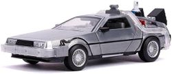 Металлическая машина времени с фарами, масштаб 1:24 — DeLorean — Назад в будущее 2