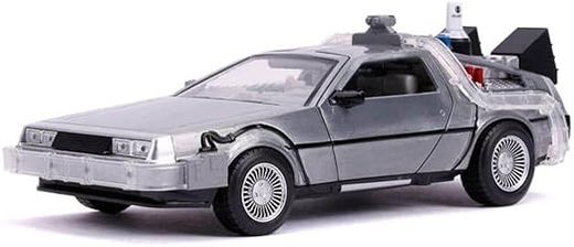 Металлическая машина времени с фарами, масштаб 1:24 — DeLorean — Назад в будущее 2