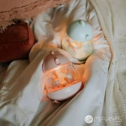 Luminária infantil de LED RGB com caixa de música - Base rosa unicórnio - Mary's - 16 cm.