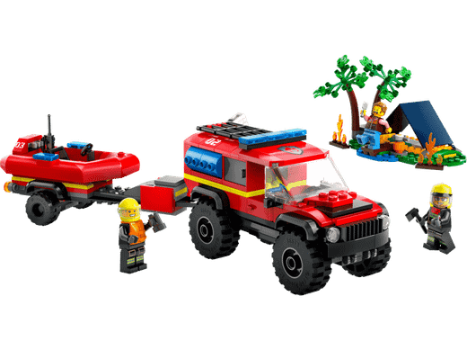 Lego City - Camión De Bomberos 4x4 Con Barco De Rescate
