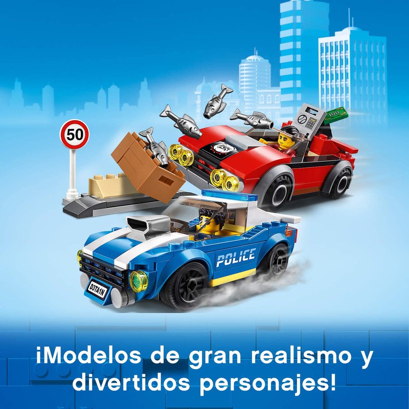 Lego City - Motocicletta della polizia e auto per la fuga — Juguetesland