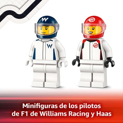 Projeto Alice da Cidade Lego 2025: Carros de Fórmula 1 da Williams Racing e da Haas F1