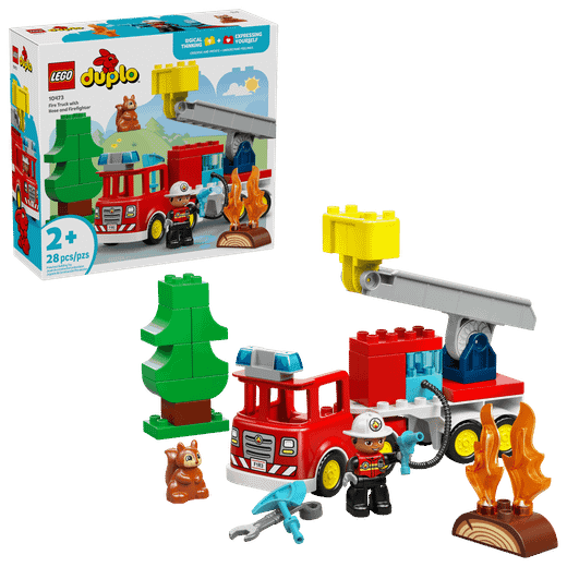 Lego Duplo - Feuerwehrwagen mit Schlauch und Feuerwehrleuten