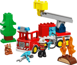 Lego Duplo - Feuerwehrwagen mit Schlauch und Feuerwehrleuten