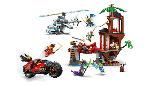 Lego Ninjago - Battaglia tra veicoli Ninja vicino alla casa sull'albero