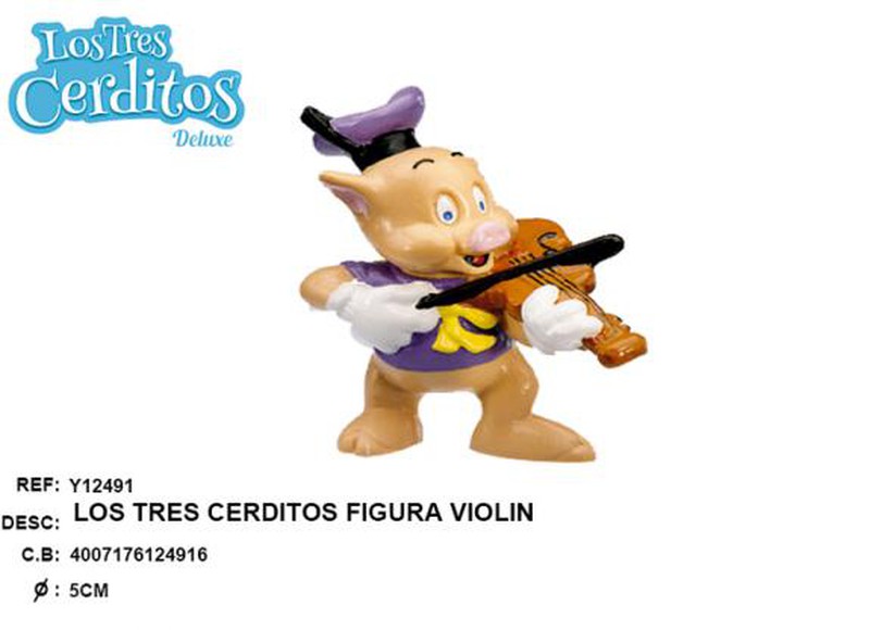 Figurine Violon Petit Cochon - Les Trois Petits Cochons - 6 cm