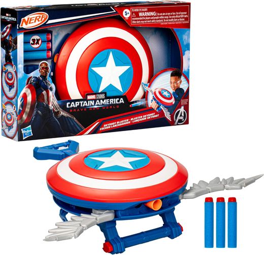 Bouclier Nerf Marvel Captain America, pistolet à fléchettes