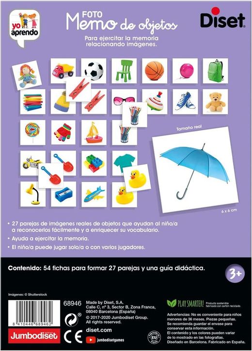 Memo Photo Objects - 54 Piezas - Juego De Memoria