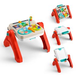 Table d'activités et chevalet 4 en 1 Fisher-Price, jouet d'apprentissage électronique pour bébés et tout-petits, version multilingue