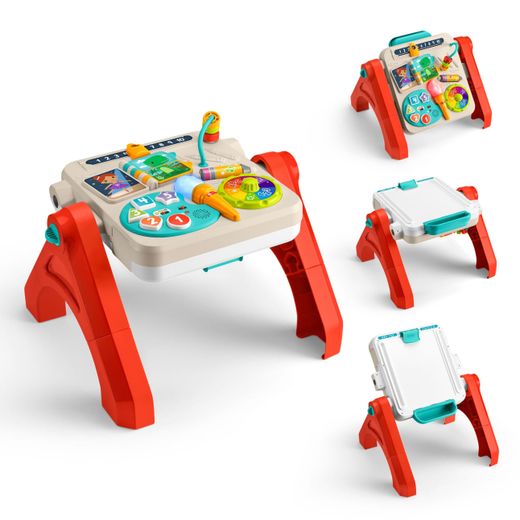 Table d'activités et chevalet 4 en 1 Fisher-Price, jouet d'apprentissage électronique pour bébés et tout-petits, version multilingue