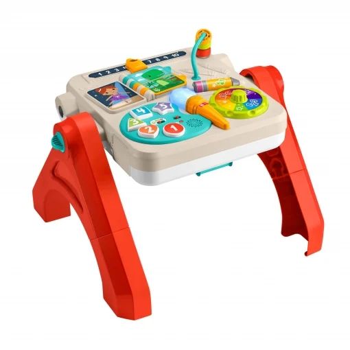 Table d'activités et chevalet 4 en 1 Fisher-Price, jouet d'apprentissage électronique pour bébés et tout-petits, version multilingue