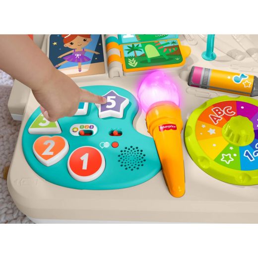 Table d'activités et chevalet 4 en 1 Fisher-Price, jouet d'apprentissage électronique pour bébés et tout-petits, version multilingue