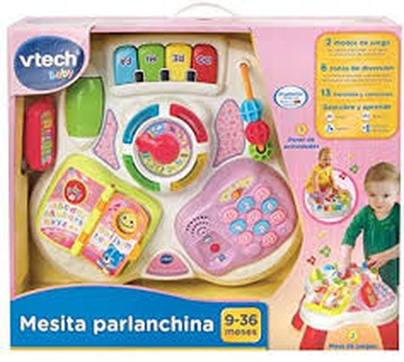 Mesita parlanchina en 1, mesa de actividades infantil con panel
