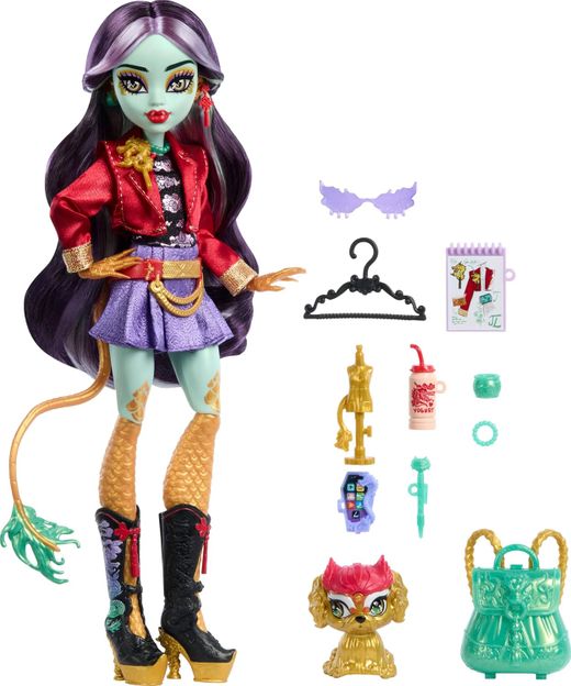 Boneca Monster High Jinafire Long com Cloudy Yun Yun e Acessórios