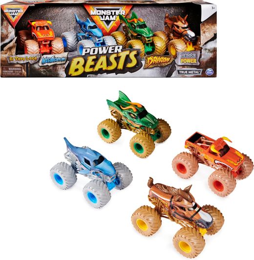 Pacote Monster Jam com 4 carros Power Beasts