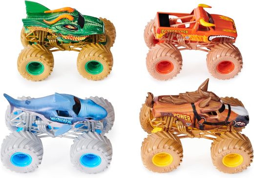 Pacote Monster Jam com 4 carros Power Beasts