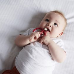 Anneau de dentition pour bébé Matchstick Monkey Red Rubine