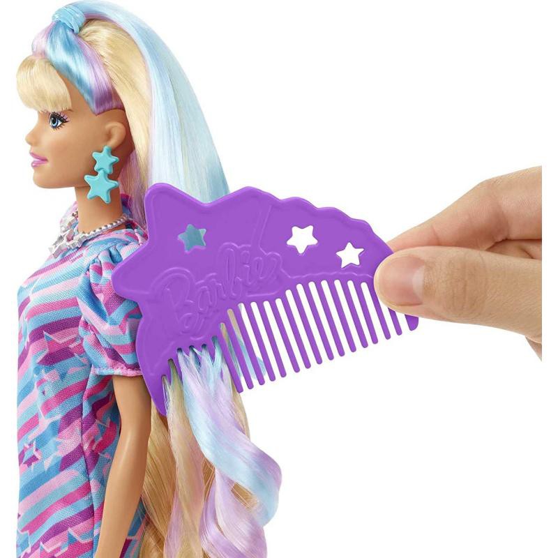 Barbie Rainbow Sparkle Hair Doll, Blonde, With Accessories