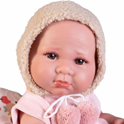Poupée bébé Luca avec lit ours - Sexuée 42 cm