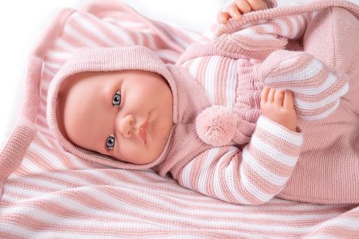 Ensemble poupée nouveau-né Nica tricoté et Toquilla 42 cm - Antonio Juan