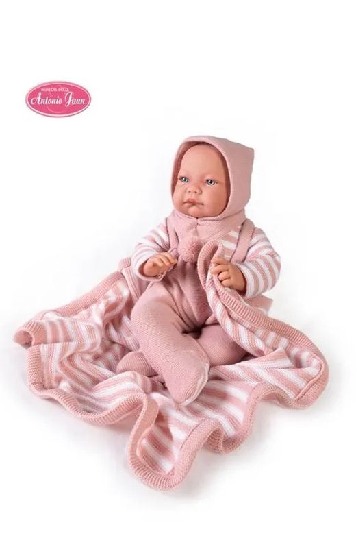 Ensemble poupée nouveau-né Nica tricoté et Toquilla 42 cm - Antonio Juan