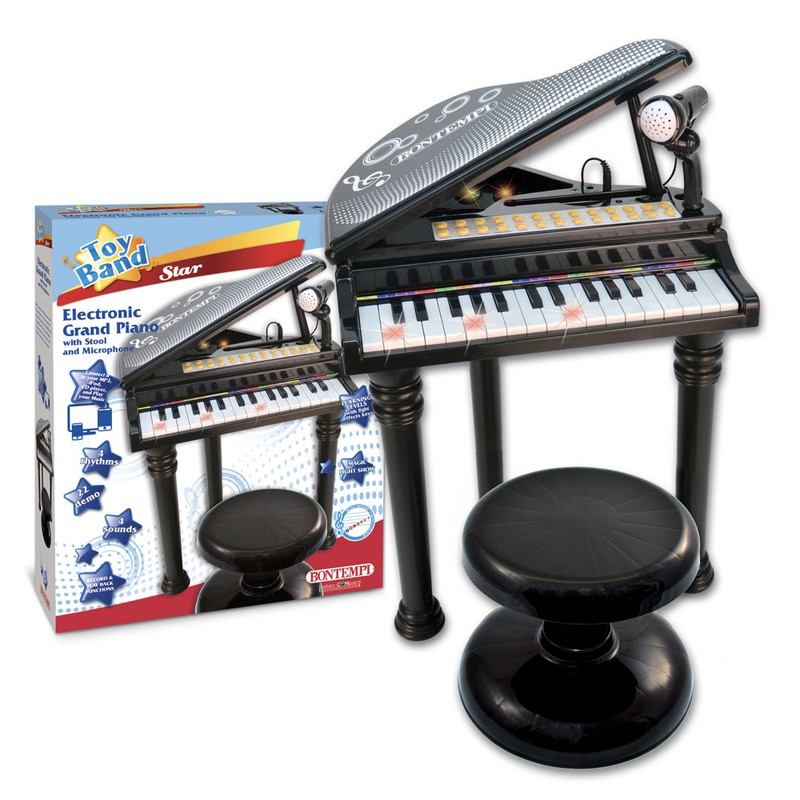 Piano Bateria Infantil Musical Brinquedo Microfone Luz Som Teclado