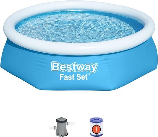 Piscina Desmontable Hinchable + Depuradora - Fast Set Aro - 244x61 - Bestway