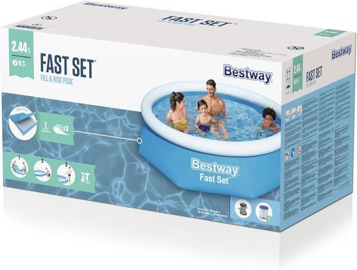 Piscina Desmontable Hinchable + Depuradora - Fast Set Aro - 244x61 - Bestway