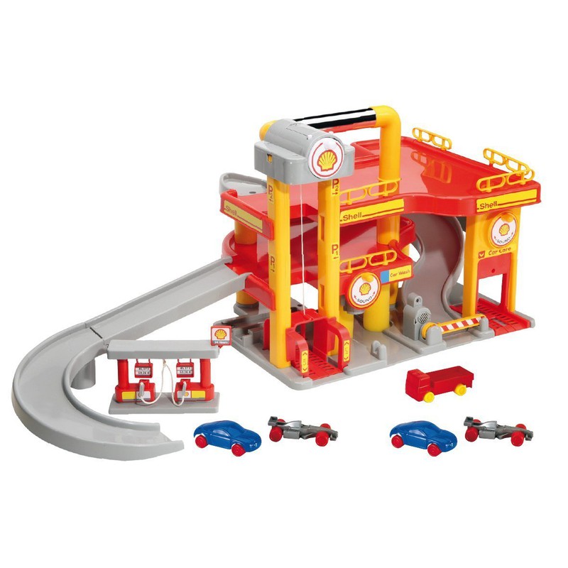 Ensemble de jeu de garage - Station-service Shell avec rampes - Wader —  Juguetesland